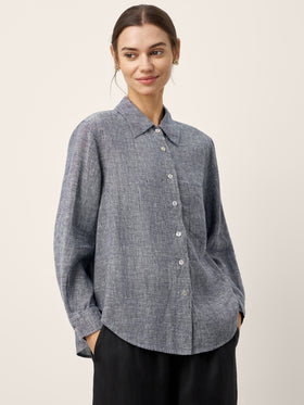 100% Linen Relaxed Drop Shoulder Pocket Shirt ASTER
