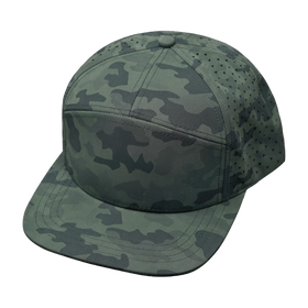 Blank 7 Panel Hat — Soft Teal Camo (Unisex)