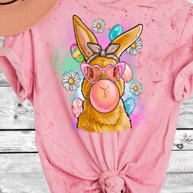 Comfort Color Colorblast Tie Dye Fun Bubble Blowing Bunny