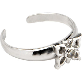 Sterling Silver 925 Cubic Zirconia Moving Butterfly Toe Ring