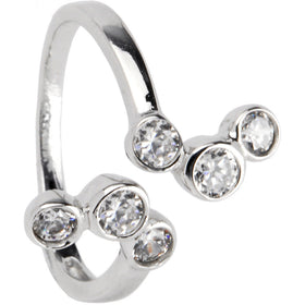 Sterling Silver 925 Cubic Zirconia Bubbles toe Ring