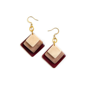 Tagua Minerva Earrings - Burgundy