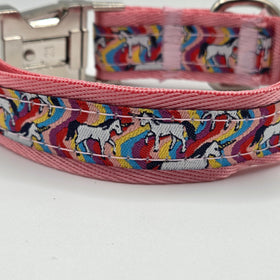 Rewarding Rover LLC Rainbow Unicorn Dog Collar – Medium (11"–16")
