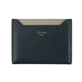 Celine Bicolor Blue / Grey Leather Card Case Holder Wallet #3236