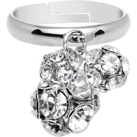Clear Gem Cluster Dangle Adjustable Ring