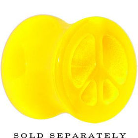 Acrylic Neon Yellow Peace Sign Tunnel Plug 2G to 20mm