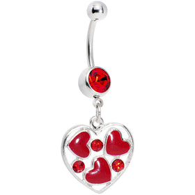 Red Gem Heart Candy Belly Ring