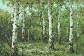 Original Oil Painting of Birch Trees