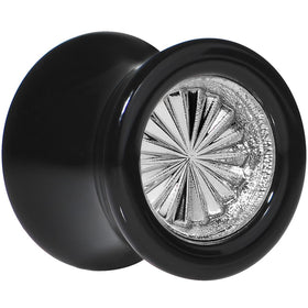 Black Acrylic Grey Flashy Tire Rim Saddle Plug 2G to 20mm
