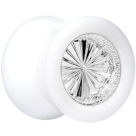 White Acrylic Silver Flashy Tire Rim Saddle Plug 2G to 20mm