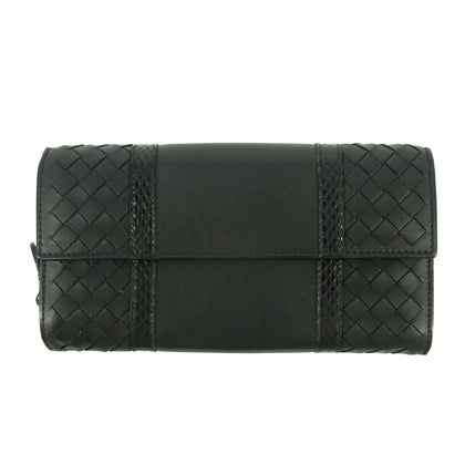 Bolt Boutique Bottega Veneta Intrecciato Black Bifold Long Wallet #5197 — main product shot