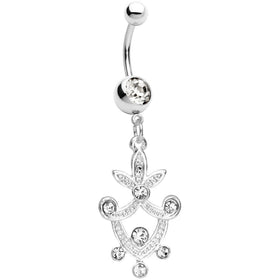 Clear Gem Pineapple Crest Dangle Belly Ring