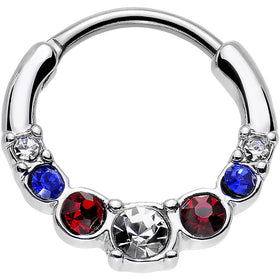 16G 9mm Red Clear Blue Gem All American Simple Septum Clicker