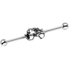 14G Clear Gem Steel Aesthetic Elephant Industrial Barbell 38mm