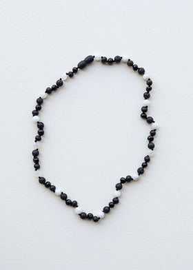 CanyonLeaf Raw Black Baltic Amber + Moonstone || Necklace