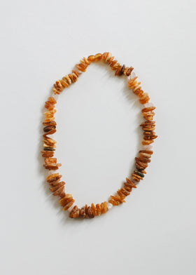 Pet Necklace: Raw Baltic Amber + Raw Rose Quartz
