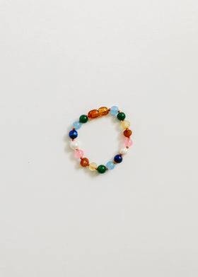 Raw Baltic Amber and Pearl Bracelet + Sweet Pink Gemstones