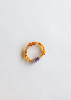Raw Honey Baltic Amber + Raw Amethyst || Anklet or Bracelet