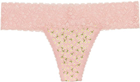 Ditsy Floral Laser Cut Thong with Lace Waistband
