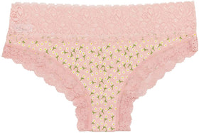 Ditsy Floral and Lace Laser Cut Bikini with Lace Waistband
