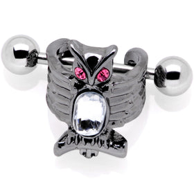 16G 1/2 Pink Clear Gem Winged Creature Cuff Cartilage Earring
