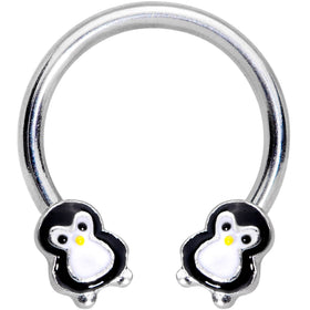 16G 3/8 Pudgy Penguin Horseshoe Curved Barbell