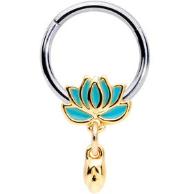 16G 3/8 Southwestern Lotus Flower Dangle Hinged Segment Ring