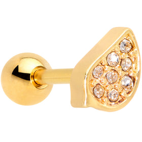 16G 1/4 Clear CZ Gem Gold Tone Swirl Cartilage Tragus Earring