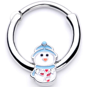 16G 3/8 Snowman Winter Holiday Christmas Septum Clicker