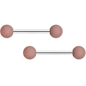 14G 9/16 Brown Matte Barbell Nipple Ring Set