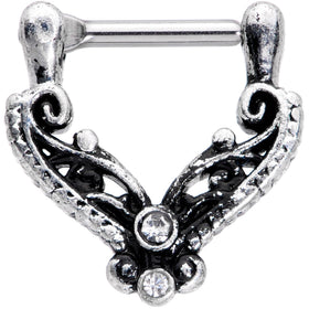 16G 3/8 Clear Gem Scrollwork Cartilage Clicker