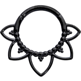 16G 5/16 Black Open Petal Flower Hinged Segment Ring