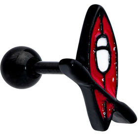 16G 1/4 Black Red Summer Kayak Boat Cartilage Tragus Earring