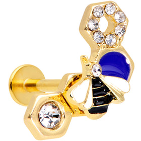 16G 5/16 Clear CZ Gem Gold Tone Lovely Bee Labret Monroe Tragus