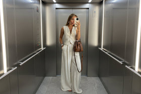 Women’s Vest Top & High Waist Wide Leg Pants Two Piece Set