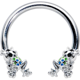 16G 3/8 Black Gem Polka Dot Frogs Horseshoe Circular Barbell