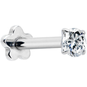 16G 5/16 Clear CZ G23 Titanium Threadless Flower Labret Tragus