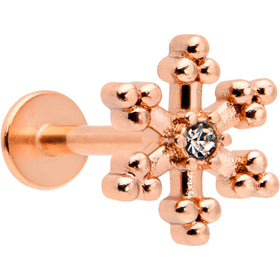 16G 5/16 Clear Gem Rose Gold Tone Snowflake Labret Monroe Tragus