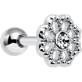 16G 1/4 Clear Gem Baroque Fabulous Flower Cartilage Tragus Earring