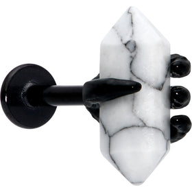 16G 5/16 White Howlite Black Claw Obelisk Labret Monroe Tragus