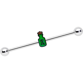 14G Poison Green Bottle Glow in the Dark Industrial Barbell 38mm