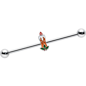14G Sweet Christmas Holiday Candle Industrial Barbell 38mm