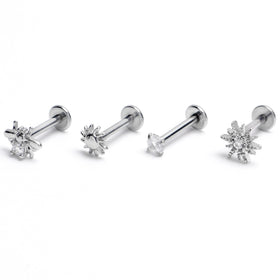 16G 5/16 Clear Gem Insect Sun Labret Monroe Tragus Set of 4