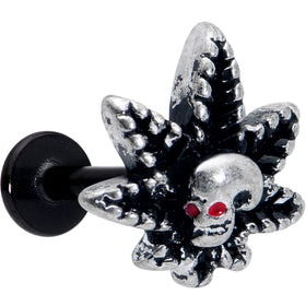 16G 5/16 Red Gem Black Pot Leaf Skull Labret Monroe Tragus