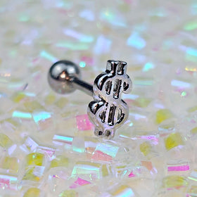 16G 1/4 Dollar Sign Cartilage Tragus Earring