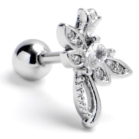 16G 1/4 Clear Gem Bold Dragonfly Cartilage Tragus Earring