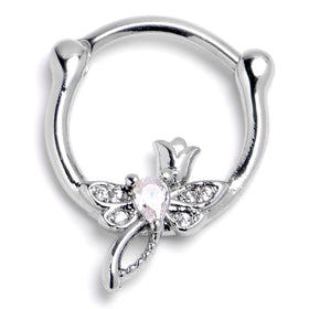 16G 3/8 Clear Gem Bold Dragonfly Cartilage Clicker