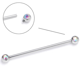 14G Aurora Gem Internally Threaded Industrial Barbell 38mm
