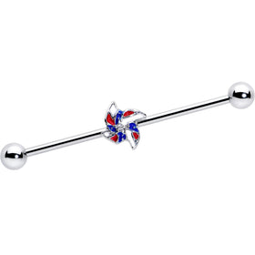 14G Patriotic Pinwheel Industrial Barbell 38mm