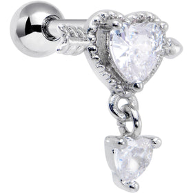16G 1/4 Clear Gem Fusion of Love Arrow Heart Cartilage Earring